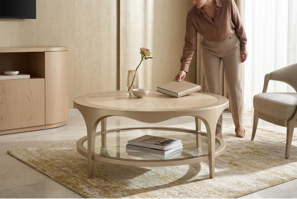 Woonkamer meubel Tafel Salontafel Ontwerp Luxe Inrichting Hout Tafels Ovaal Rond