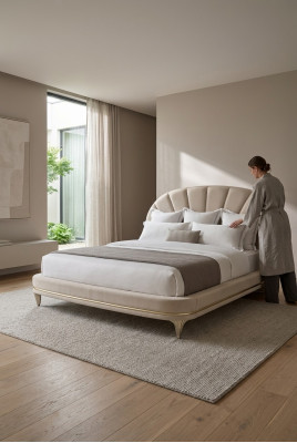 Luxe bed Hotel Royal meubels stoffen bedden design inrichting gestoffeerd bed frame