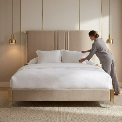 Luxe tweepersoons hotelbedden slaapkamer leer 180x200cm bed gestoffeerd ontwerp nieuw