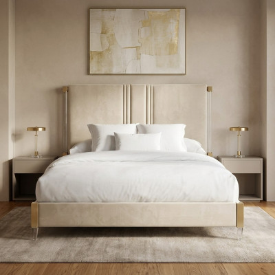 Luxe tweepersoons hotelbedden slaapkamer leer 180x200cm bed gestoffeerd ontwerp nieuw