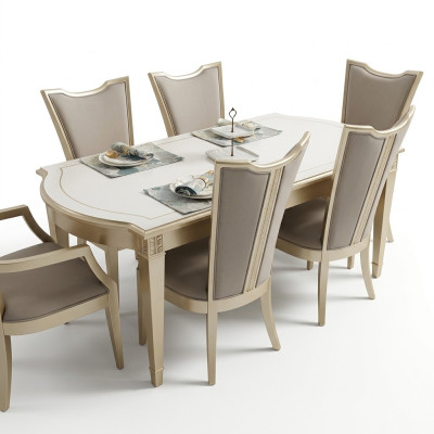 Eetgroep Moderne stoelen Tafel Tafels 7-delig. Eettafel 6 x stoelen Eetkamerset