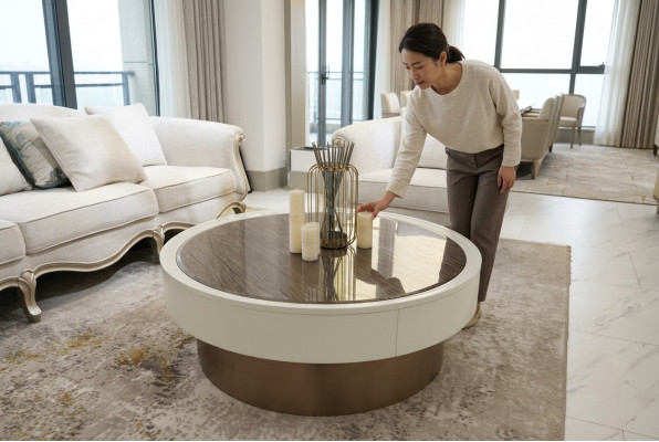 Ontwerp Metaal Hout Gouden Bank Woonkamer Tafels Bijzettafel Ronde Tafel Salontafel