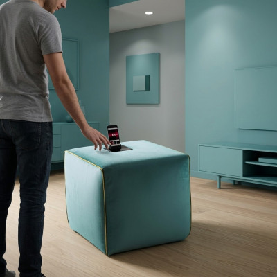 Hocker Oplaadstation Mobiel Kruk Poef Kruk Ottomaan Poef Voetenbank