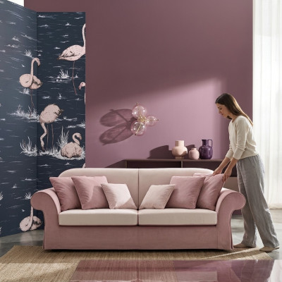 Klassieke gestoffeerde meubels Bankstellen Luxe bank Textiel Bankstellen Roze 3-zitsbank