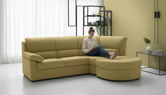 Italiaanse meubels Textiel Geel Moderne Luxe Hoekbank L-Vorm Edele Modern alfitalia.