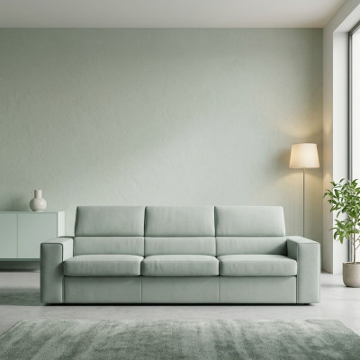 Modern luxe design bankstel 3-zits meubels bekleding lichtgroen textiel hout alfitalia