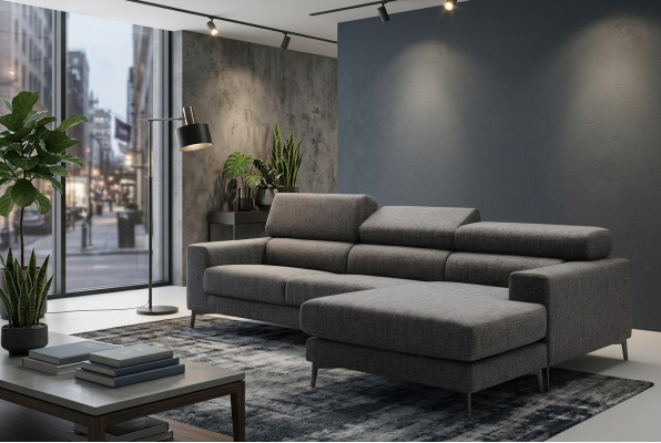 Ontwerp gestoffeerde woonkamer Moderne luxe hoek textiel houten bank L-vorm alfitalia