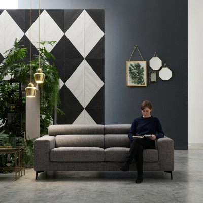 Moderne 3-zits bankstel kamermeubilair Grijs design Driezitsbank Beklede bank