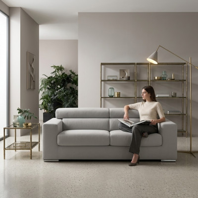 Bankstel 3-zits bank Moderne Luxe Beklede Zitbank textiel Grijs Stof alfitalia