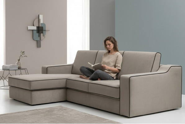 Design Textil Moderne Bank Luxe Hoekbank L-Vorm Meubels Bekleding Beige alfitalia