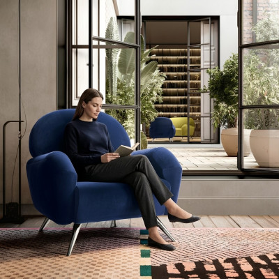 Bank bank bekleding stoel modern eigentijds gestoffeerde fauteuil Italië 1-zits