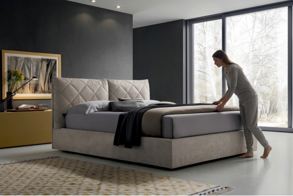 Ontwerper bed stof hotel houten bedden dubbele slaapkamer luxe modern Italië