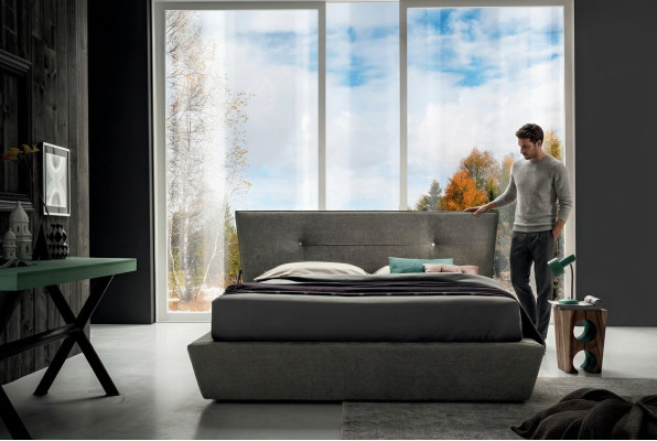 Ontwerper bed bedden slaapkamer leer textiel hotel luxe fluweel gestoffeerd
