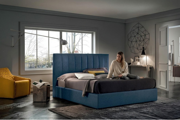 Ontwerper bed slaapkamer bedden textiel luxe hotel stof gestoffeerde zetels Italië