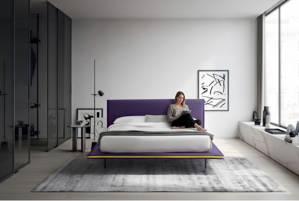 Design bed 140x200cm gestoffeerd luxe bedden dubbele hotel slaapkamer hout nieuw