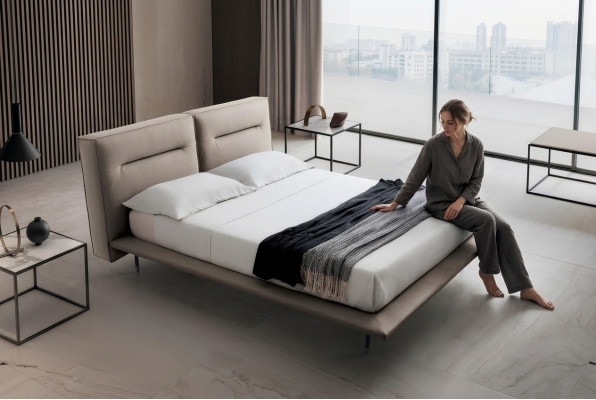 Ontwerp houten bedden met textiellederen bekleding 200x200cm bed slaapkamer hotelbedden tweepersoons.
