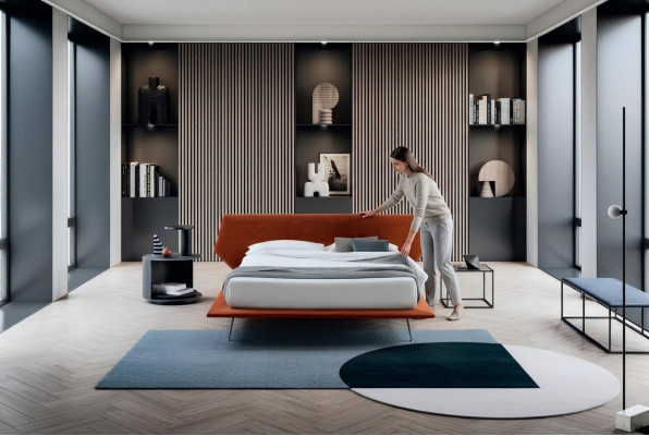 Tweepersoonsbed Bedden Ontwerp Bekleed Slaapkamer 200x200cm Modern Houten Bed Italië