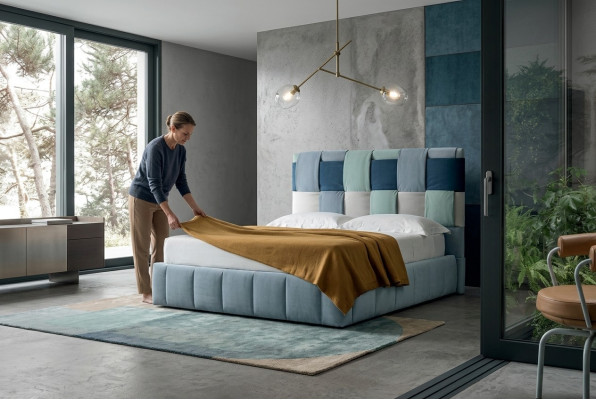 Moderne luxe bedden gestoffeerd textiel Hoogwaardig slaapkamerbed Italiaanse meubelen