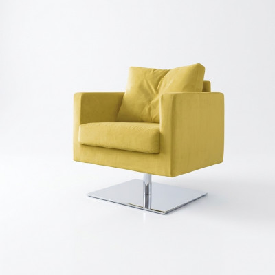 Fauteuil Stoel Bekleding TV Textiel Geel Luxe Stof Design Lounge Club Relax Nieuw