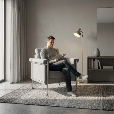 Ontwerp Relax Club Stoel Lounge Bank 1-Zits Tv-Stoel Gestoffeerde Bank Stof