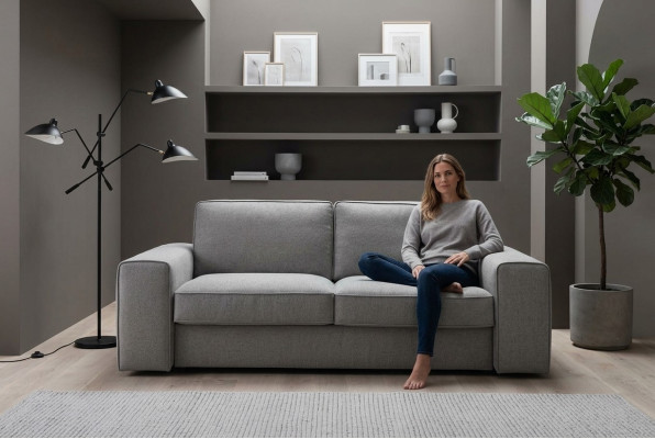 Driepersoonsbank gestoffeerd Designbank Modern 3-zitsbank Woonkamermeubels Grijs Zitplaatsen