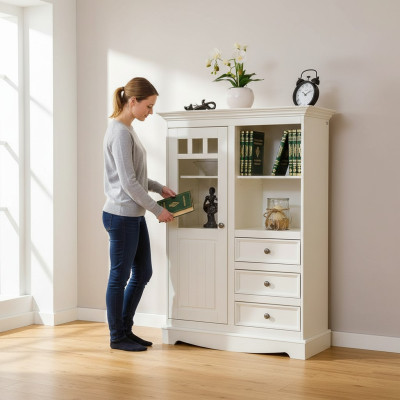 Landhuis ladekast kast planken massief hout hoge kast boekenrek bar kasten