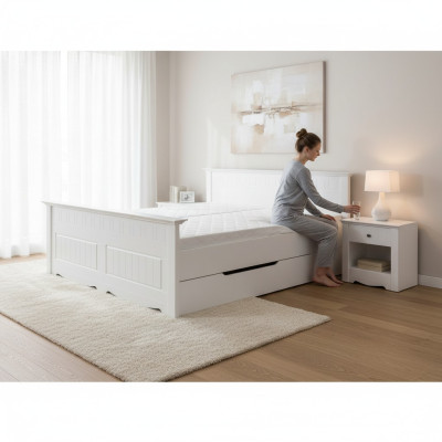 Lit Rembourrage Design Holzbetten Double Lits Blanc 180x200 Sommeil Chambre Bedekkende design houten bedden dubbele witte 180x200 slaapkamer