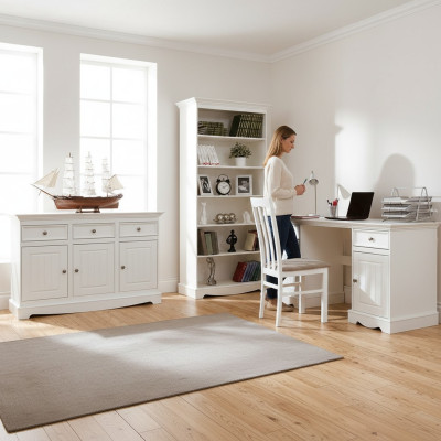 Landhuis bureau meubels werkkamer kantoormeubilair massief hout kantoortafel wit.