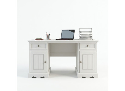 Landhuis bureau meubels werkkamer kantoormeubilair massief hout kantoortafel wit.
