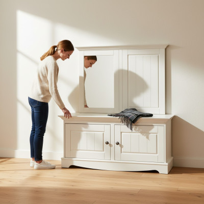 Schoenenkast landhuis garderobe kast hal meubelen hout houten kast schoenen nieuw