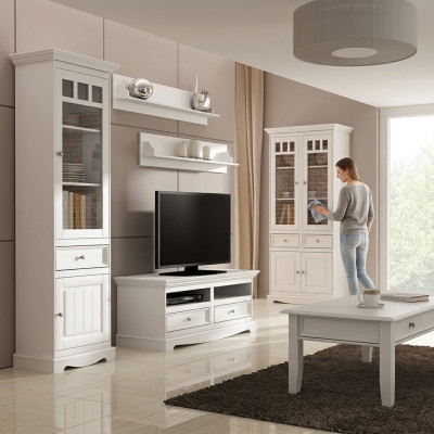 Woonkamer set wandplank dressoir dressoir woonkamer wandkast vitrine landhuis 4-delige set. Nieuw.