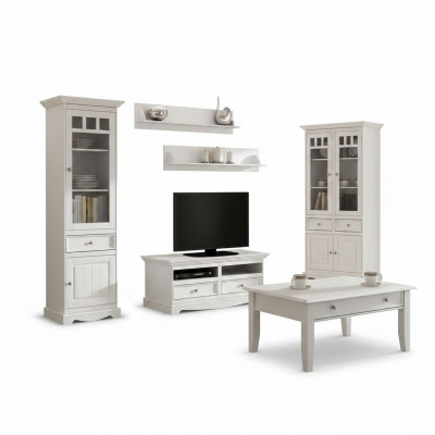 Woonkamer set wandplank dressoir dressoir woonkamer wandkast vitrine landhuis 4-delige set. Nieuw.