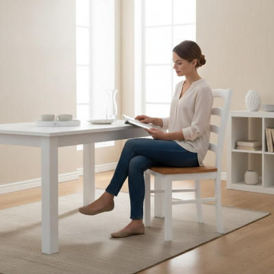 Landhuis eetkamerstoel Wit Stoelen Fauteuil Houten stoel Houten stoelen Meubels Wit
