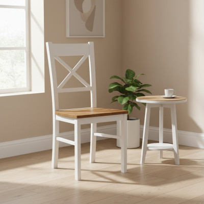 Landhuis fauteuil stoel 1x eetkamer echt hout lounge zit gestoffeerde stoel hout nieuw