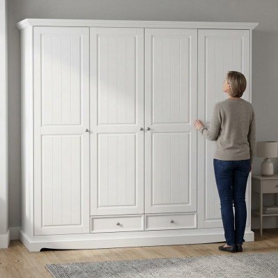 Kledingkasten kast kasten wandkast klassiek houten landhuis wit nieuw