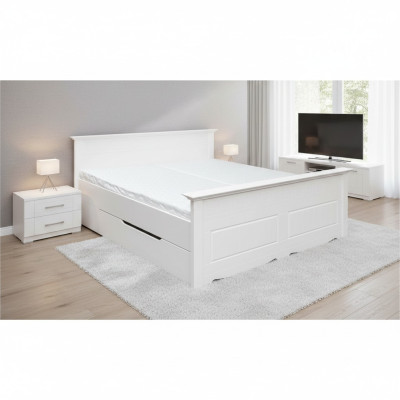 Tweepersoonsbed Bed Bedframe Bedden Huwelijksbed Gestoffeerd bed Hout Meubels Wit Boers.