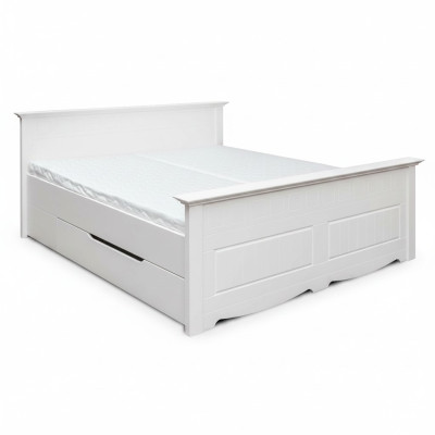 Tweepersoonsbed Bed Bedframe Bedden Huwelijksbed Gestoffeerd bed Hout Meubels Wit Boers.