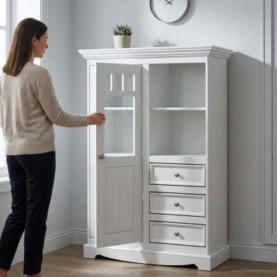Dressoir in landelijke stijl Woonkamer Wandplanken Houten planken boekenkast Kast