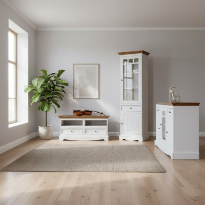 Wandmeubel vitrine landhuis designer meubels 3-delige set dressoir RTV sideboard hout.