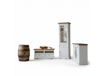 Wandmeubel vitrine landhuis designer meubels 3-delige set dressoir RTV sideboard hout.