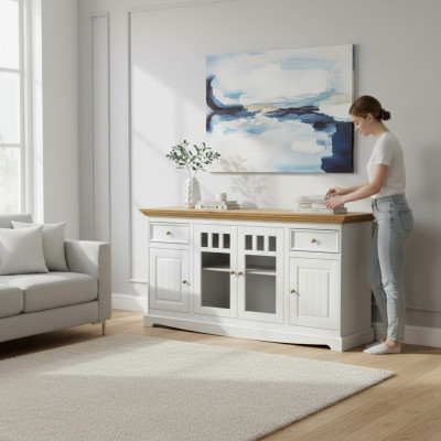 Vitrinekast Keukenbuffet Landhuis Rek Dressoir Kast Buffet Vitrine nieuw