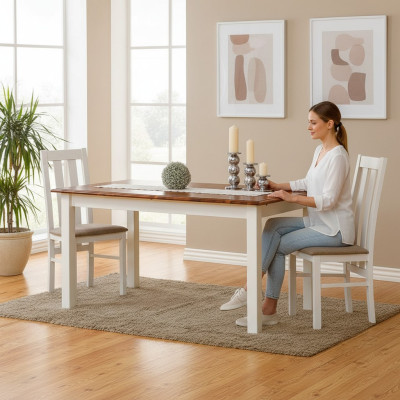 Houten boerderijtafel Eettafel Tafel Hout Tafels 150/197cm Eetkamer Uitschuifbaar