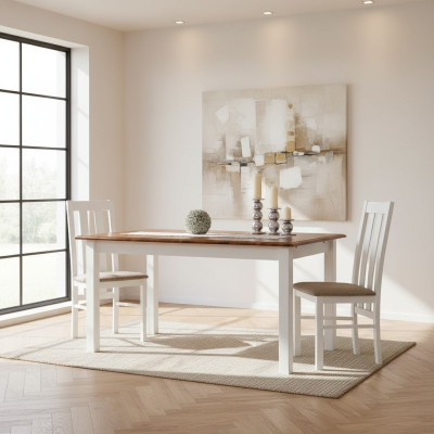 Houten boerderijtafel Eettafel Tafel Hout Tafels 150/197cm Eetkamer Uitschuifbaar