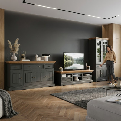 Wandmeubel houten dressoir + RTV dressoir Italiaanse landelijke meubels 3-delig set Nieuw