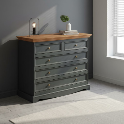Woonkamerkast van luxe modern zwart XXL houten planken, lage commode zijbord kast