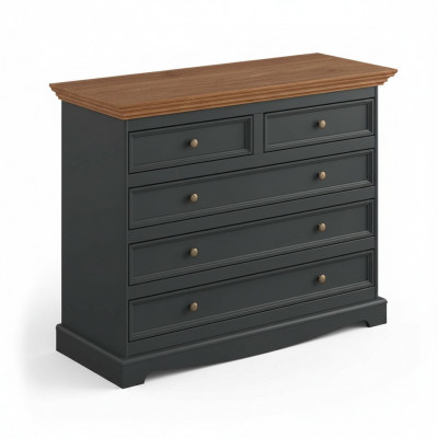 Woonkamerkast van luxe modern zwart XXL houten planken, lage commode zijbord kast