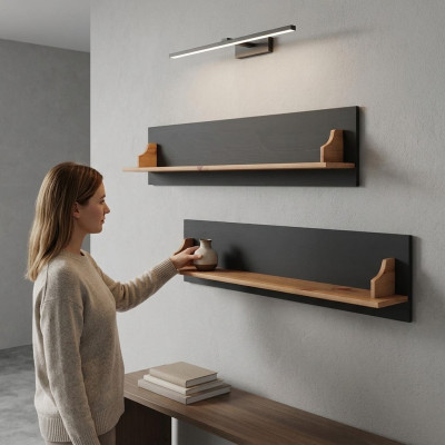 Boekenplank Wandplank Hout Hangende plank Staande plank Massief houten plank 120*15*25cm