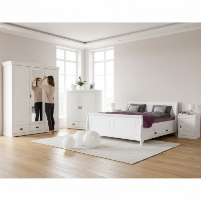 Slaapkamer set Dubbel Bed 2x Nachtkastje Console Bedden Hotel Bekleding 5-delig.