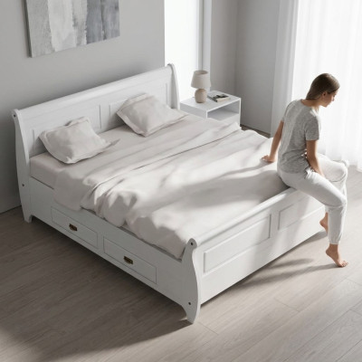 Landhuisstijl Luxe Bed Tweepersoonsbedden Wit Slaapkamer