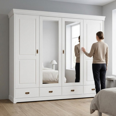 Kledingkast landelijke stijl rek kast kledingkasten houten meubels wit